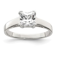 Sterling Silver Rhodium-plated CZ Ring view 1