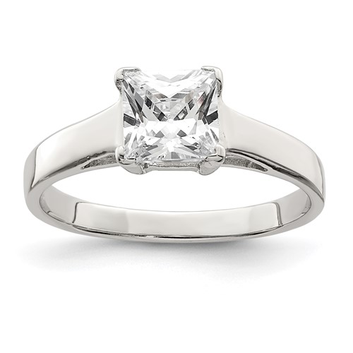Sterling Silver Rhodium-plated CZ Ring