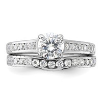 Sterling Silver Rhodium-plated 2-Piece CZ Wedding Set Ring view 5