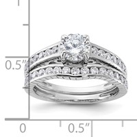 Sterling Silver Rhodium-plated 2-Piece CZ Wedding Set Ring view 4
