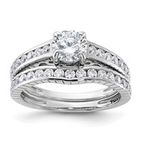 Sterling Silver Rhodium-plated 2-Piece CZ Wedding Set Ring view 1