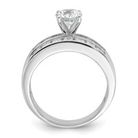Sterling Silver Rhodium Plated CZ Engagement Ring and CZ Wedding Band Two Piece Set view 2