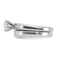 Sterling Silver Rhodium Plated CZ Engagement Ring and CZ Wedding Band Two Piece Set view 3