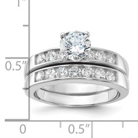 Sterling Silver Rhodium Plated CZ Engagement Ring and CZ Wedding Band Two Piece Set view 5