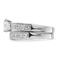 Sterling Silver Rhodium-plated 2-Piece CZ Wedding Set Ring view 3