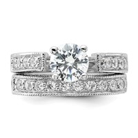 Sterling Silver Rhodium-plated 2-Piece CZ Wedding Set Ring view 5
