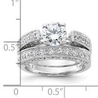 Sterling Silver Rhodium-plated 2-Piece CZ Wedding Set Ring view 4