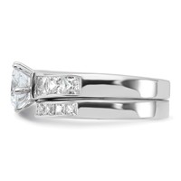 Sterling Silver Rhodium-plated CZ 2 Piece Wedding Ring Set view 3