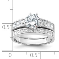 Sterling Silver Rhodium-plated CZ 2 Piece Wedding Ring Set view 4