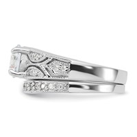 Sterling Silver Rhodium-plated 2-Piece CZ Wedding Set Ring view 3