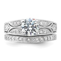 Sterling Silver Rhodium-plated 2-Piece CZ Wedding Set Ring view 5