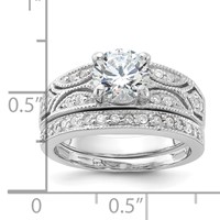 Sterling Silver Rhodium-plated 2-Piece CZ Wedding Set Ring view 4