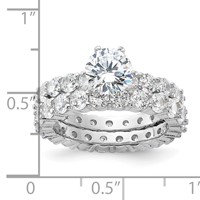 Sterling Silver Rhodium-plated CZ 2 Piece Wedding Set Ring view 4
