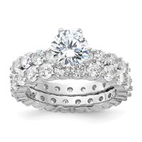 Sterling Silver Rhodium-plated CZ 2 Piece Wedding Set Ring view 1