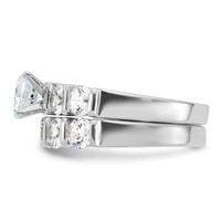 Sterling Silver Rhodium Plated CZ Engagement Ring and CZ Wedding Band Two Piece Set view 3