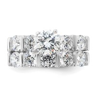 Sterling Silver Rhodium Plated CZ Engagement Ring and CZ Wedding Band Two Piece Set view 5