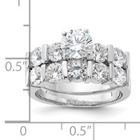 Sterling Silver Rhodium Plated CZ Engagement Ring and CZ Wedding Band Two Piece Set view 4