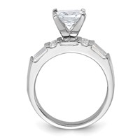 Sterling Silver Rhodium Plated CZ Engagement Ring and CZ Wedding Band Two Piece Set view 2