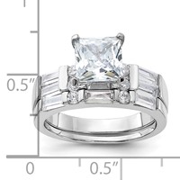 Sterling Silver Rhodium Plated CZ Engagement Ring and CZ Wedding Band Two Piece Set view 4