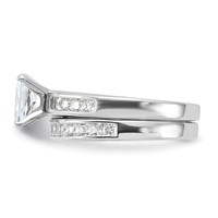 Sterling Silver Rhodium-plated 2-Piece CZ Wedding Set Ring, Size 6 view 3