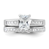 Sterling Silver Rhodium-plated 2-Piece CZ Wedding Set Ring, Size 6 view 5