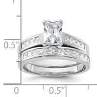 Sterling Silver Rhodium-plated 2-Piece CZ Wedding Set Ring, Size 6 view 4
