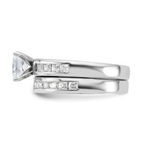 Sterling Silver Rhodium-plated 2-Piece CZ Wedding Set Ring view 3