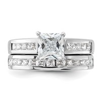 Sterling Silver Rhodium-plated 2-Piece CZ Wedding Set Ring view 5