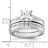 Sterling Silver Rhodium-plated 2-Piece CZ Wedding Set Ring view 4