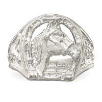 Sterling Silver Horseshoe Ring with Horse Head view 5