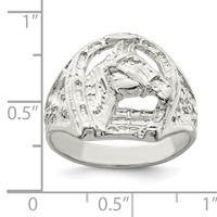 Sterling Silver Horseshoe Ring with Horse Head view 3