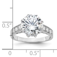 Sterling Silver Rhodium-plated CZ Ring view 3