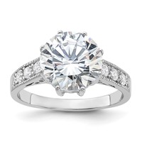 Sterling Silver Rhodium-plated CZ Ring view 1
