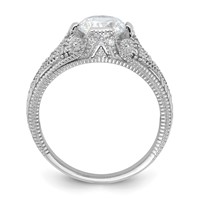 Sterling Silver Rhodium-plated CZ Antique Style Ring view 2