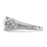 Sterling Silver Rhodium-plated CZ Antique Style Ring view 4
