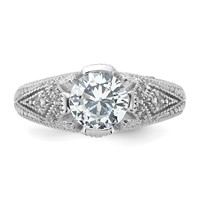 Sterling Silver Rhodium-plated CZ Antique Style Ring view 5