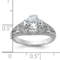 Sterling Silver Rhodium-plated CZ Antique Style Ring view 3