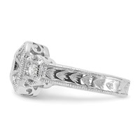 Sterling Silver Rhodium-plated CZ Antique Style Ring view 4