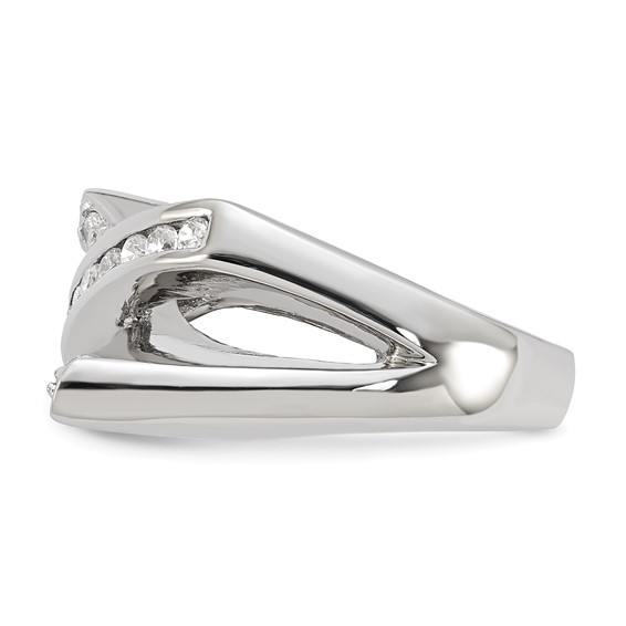 Sterling Silver CZ X Ring
