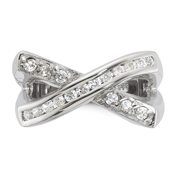 Sterling Silver CZ X Ring