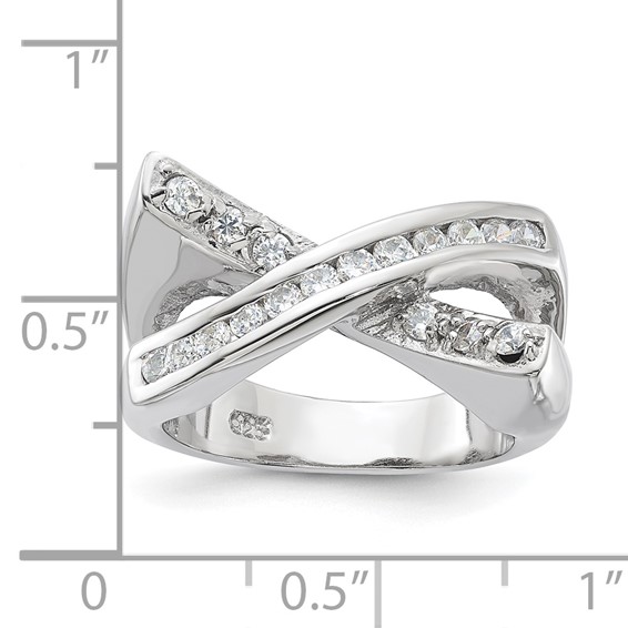Sterling Silver CZ X Ring