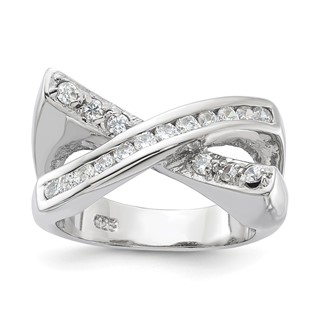 Sterling Silver CZ X Ring