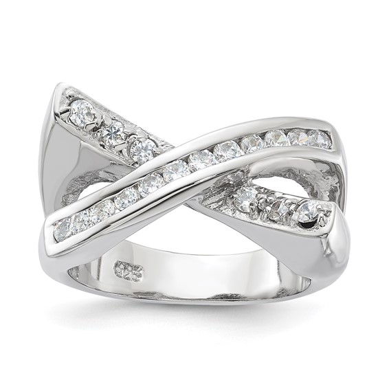 Sterling Silver CZ X Ring