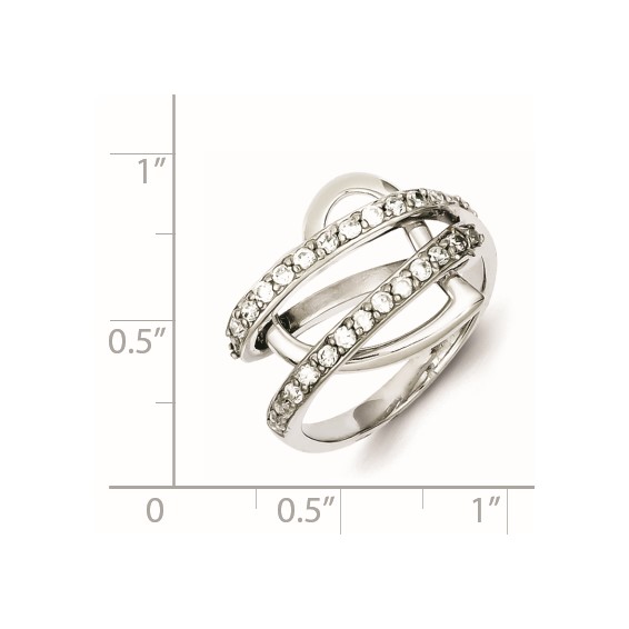 Sterling Silver CZ Captured Heart Ring