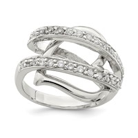 Sterling Silver CZ Captured Heart Ring view 1