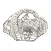 Sterling Silver Horseshoe with Horse Head Ring view 5