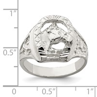 Sterling Silver Horseshoe with Horse Head Ring view 3