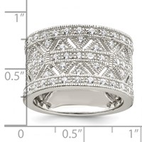 Sterling Silver Rhodium-plated Polished CZ Vintage Ring view 3