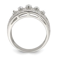 Sterling Silver Rhodium-plated Polished CZ Vintage Ring view 2