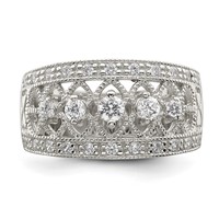 Sterling Silver Rhodium-plated Polished CZ Vintage Ring view 5